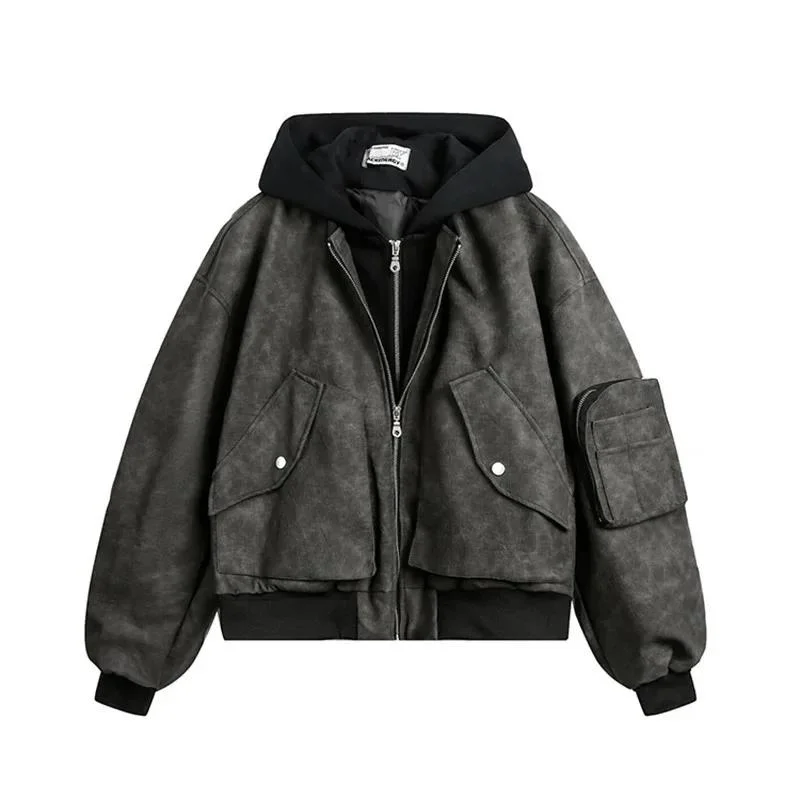 Men's Jacket Patchwork Contrast Color Long Sleeve 2025 Korea Fashion Zipper Design Male Tops CIF0S