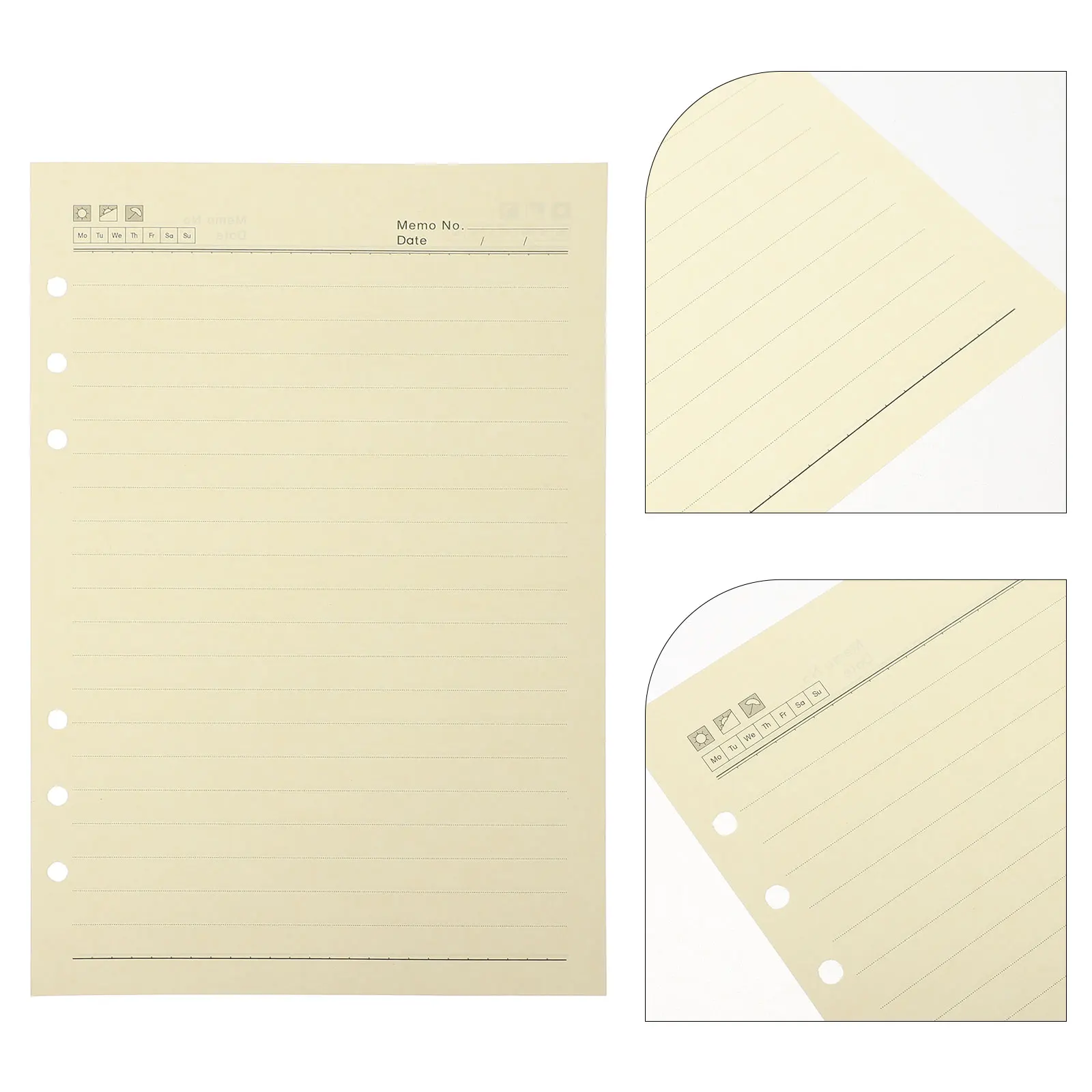 60pcs A5 삽입 리필 용지 8 3x5 5 인치 루스 리프 종이 크림 노트 PlannerBinder 노트 리필 시트