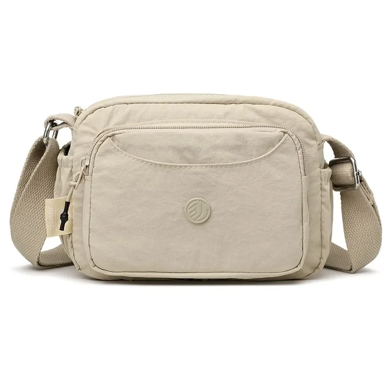 Leichte Nylon-Umhängetasche mit verstellbarem breitem Riemen, mehrschichtige Handtasche, Schultertasche, Messenger-Tasche für Damen im Alltag – Detail 19