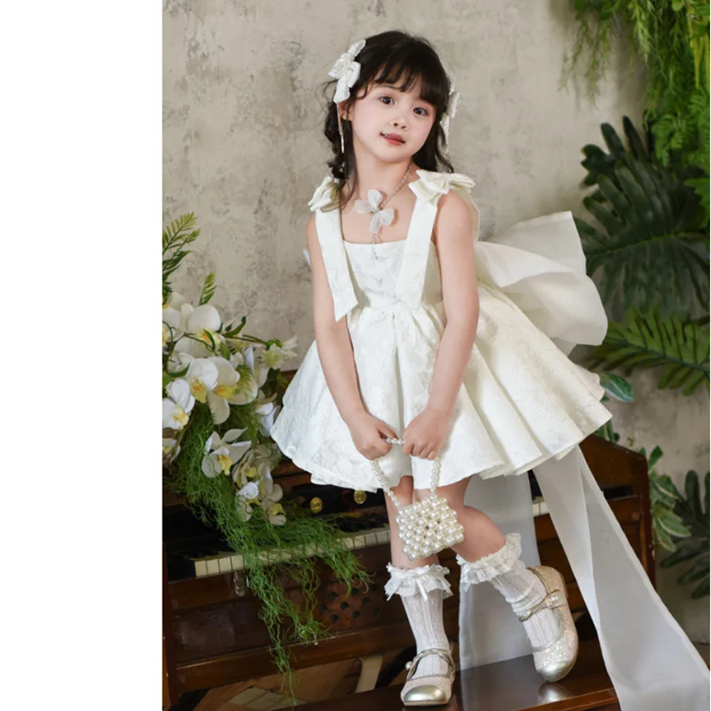 

Элегантное бальное платье принцессы для выступлений на фортепиано для девочек, детское милое платье с бантом на день рождения, свадьбу y1681