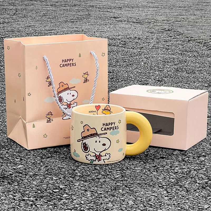 

Cartoon Disney Snoopy 460Ml Ceramic Mug Large Capacity Water Cup Kawaii Coffee Cup Household Milk Cup Gift Box Couple Gift