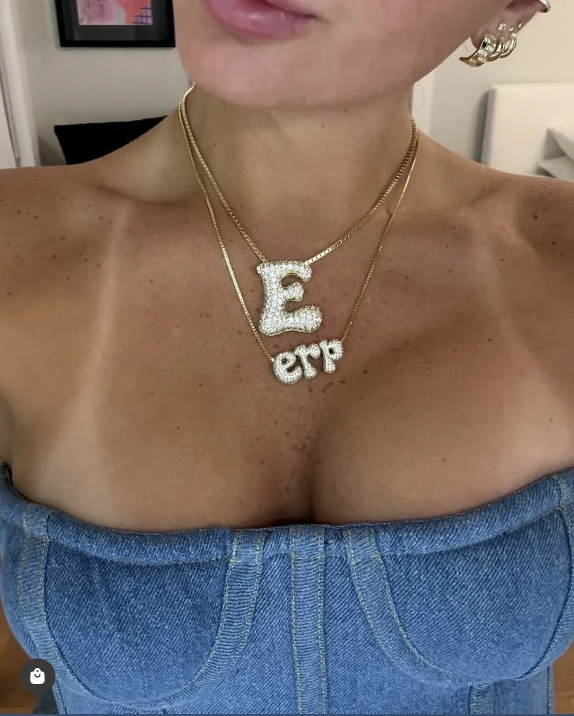 

Uwin Iced Jumbo Initial Letter A-Z Micro Paved Out 5A Cubic Zirconia Chubby Balloon Letters Charm Necklace Hiphop Jewelry