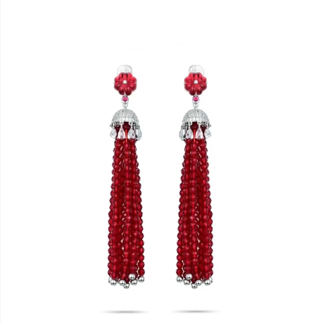 ZOCA Luxury 925 Sterling Silver Roundel Faceted Hook Tassel Long Drop Earrings Wholesale Beads Earring For Women Fine Jewelry