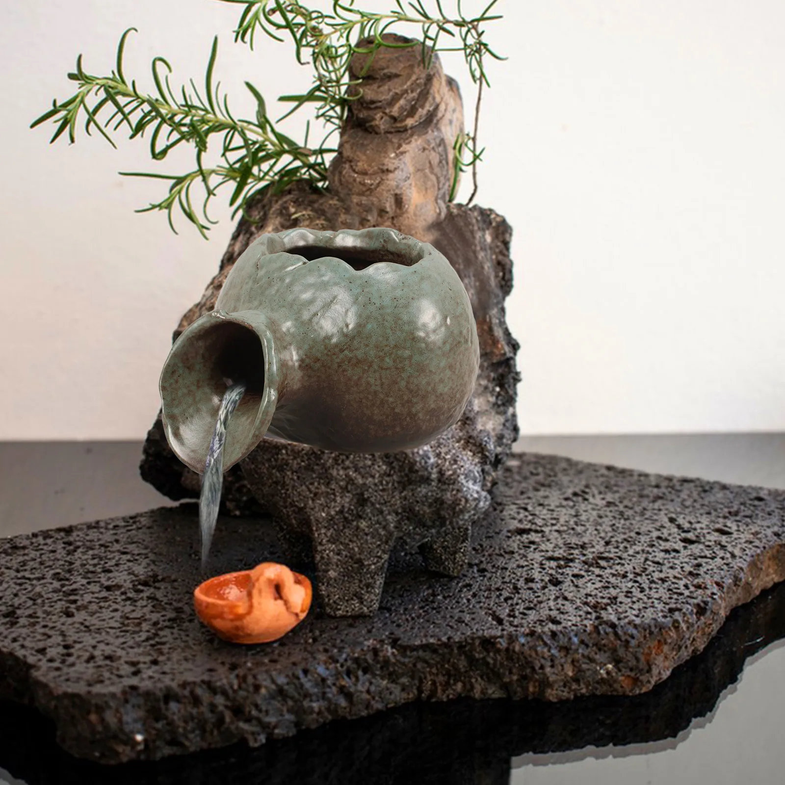 

Waterfall Ceramic Jar with Smooth Flow Design for Outdoor Indoor Use Courtyard Bedroom Living Room Decor Fountain Decor