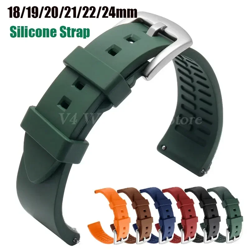 Silicone Watch Band Watrproof Straps for Most Universal Watch 18mm 19mm 20mm 21mm 22mm 24mm Watch Accessories Rubber Bracelet