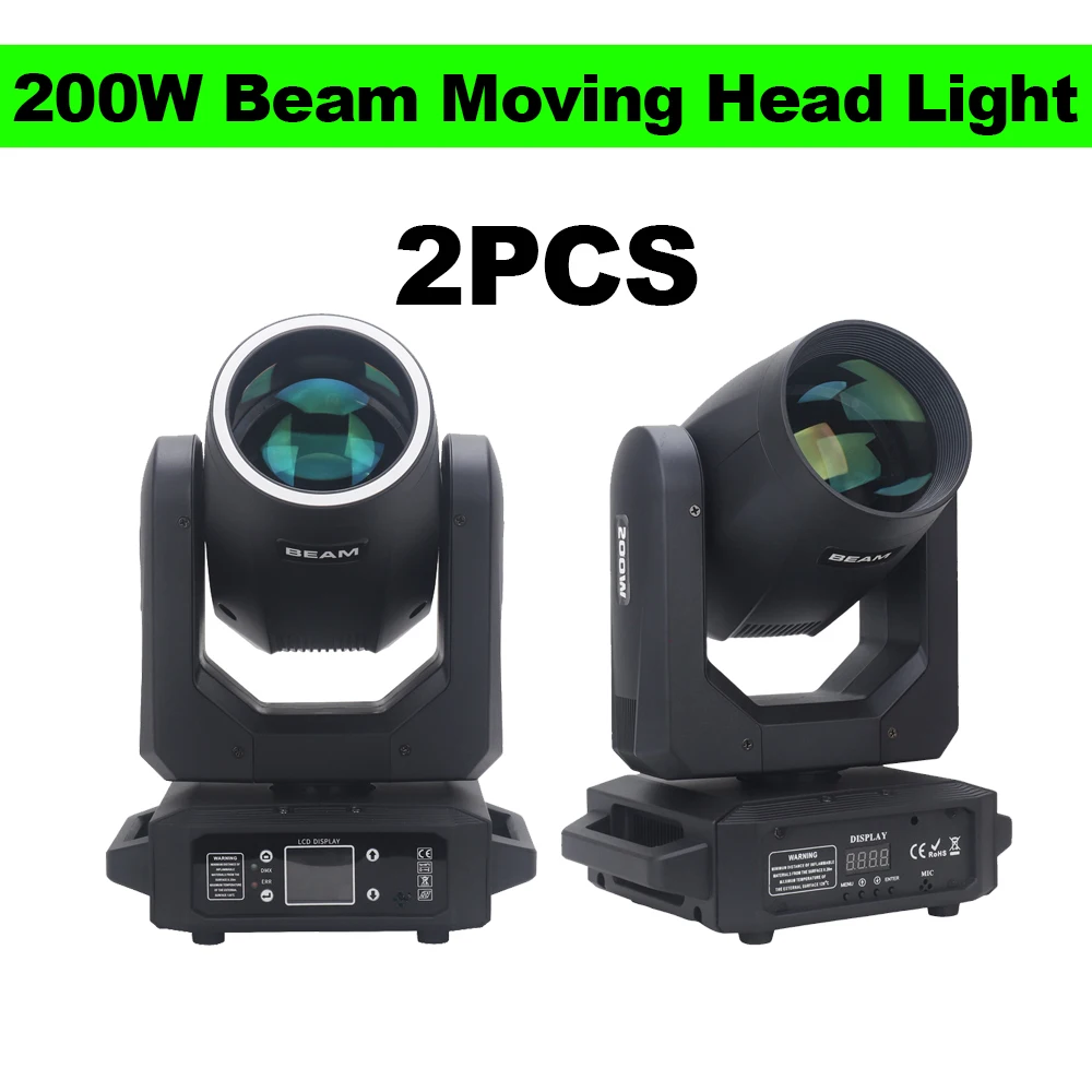 2PCS 200W Beam Moving Head Light White LED 18 Prism DMX Sound Active Remote APP Control Stage Light for Bar KTV Wedding Party
