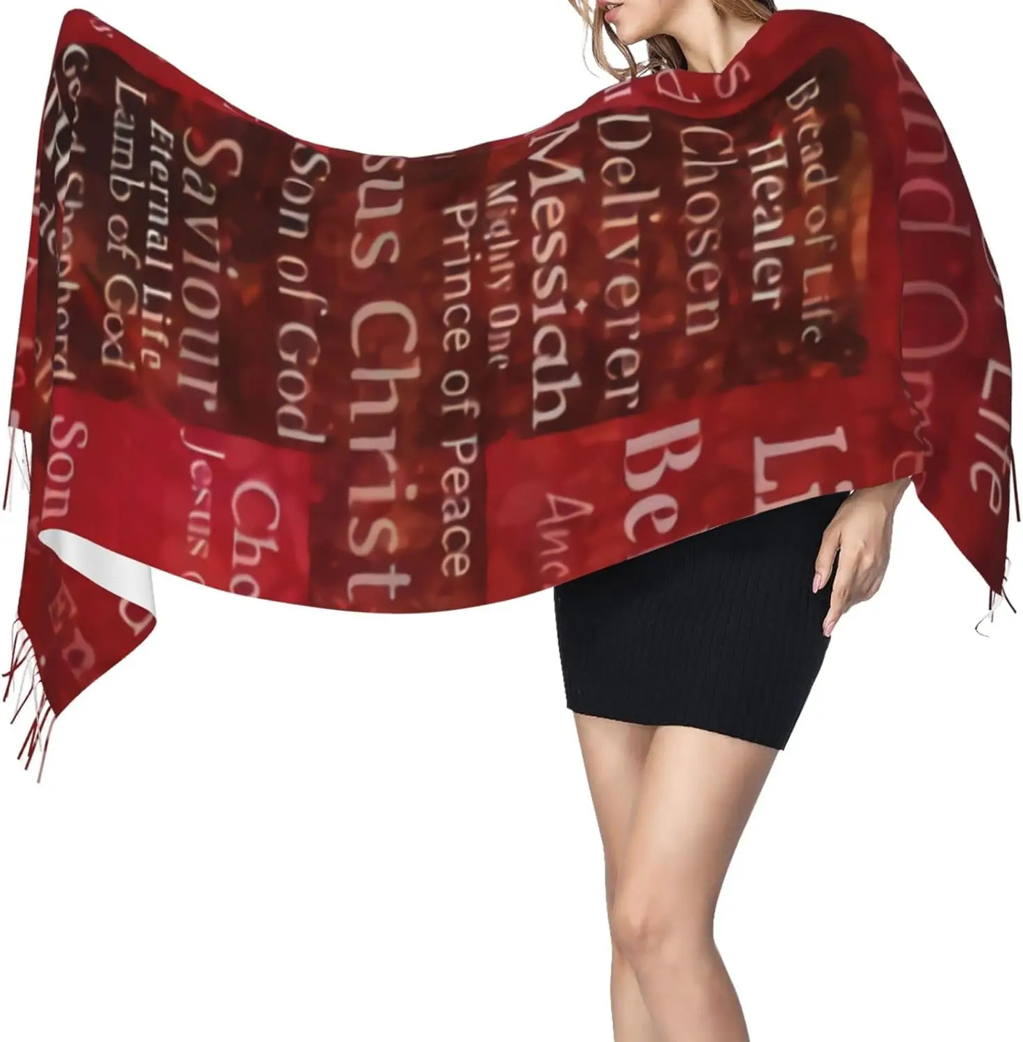 The Names Of Jesus Christ From The Bible Art Imitation Cashmere Tassel Scarf Winter Scarf Autumn Softest Classic Warm