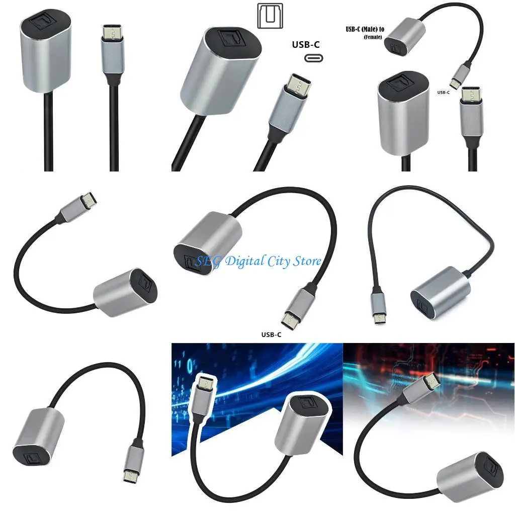 

U75B USB C to Fiber Sound Sound Converter Cable SPDIF Female Port Connection Transmission Adapter for Laptop Home Theater