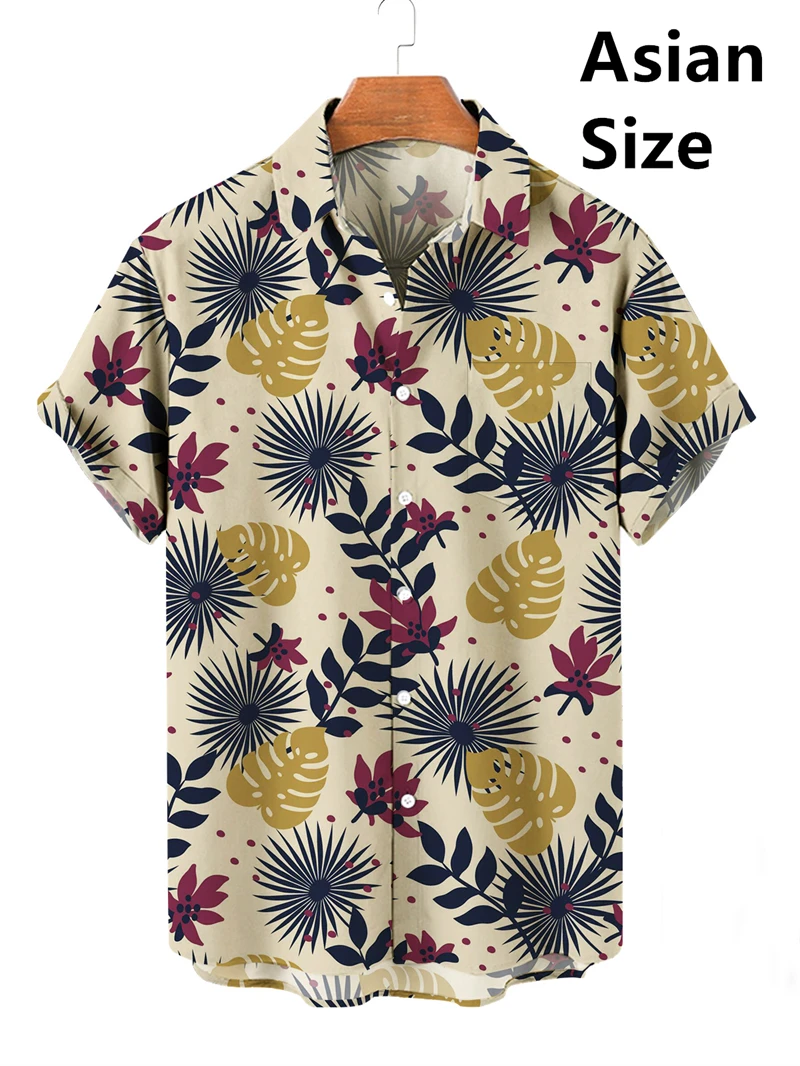 2025 Summer Men's Flower Hawaiian Shirts Casual Vacation Short Sleeve Shirts Collar Button Up Shirts Fashion Steetwear For Men