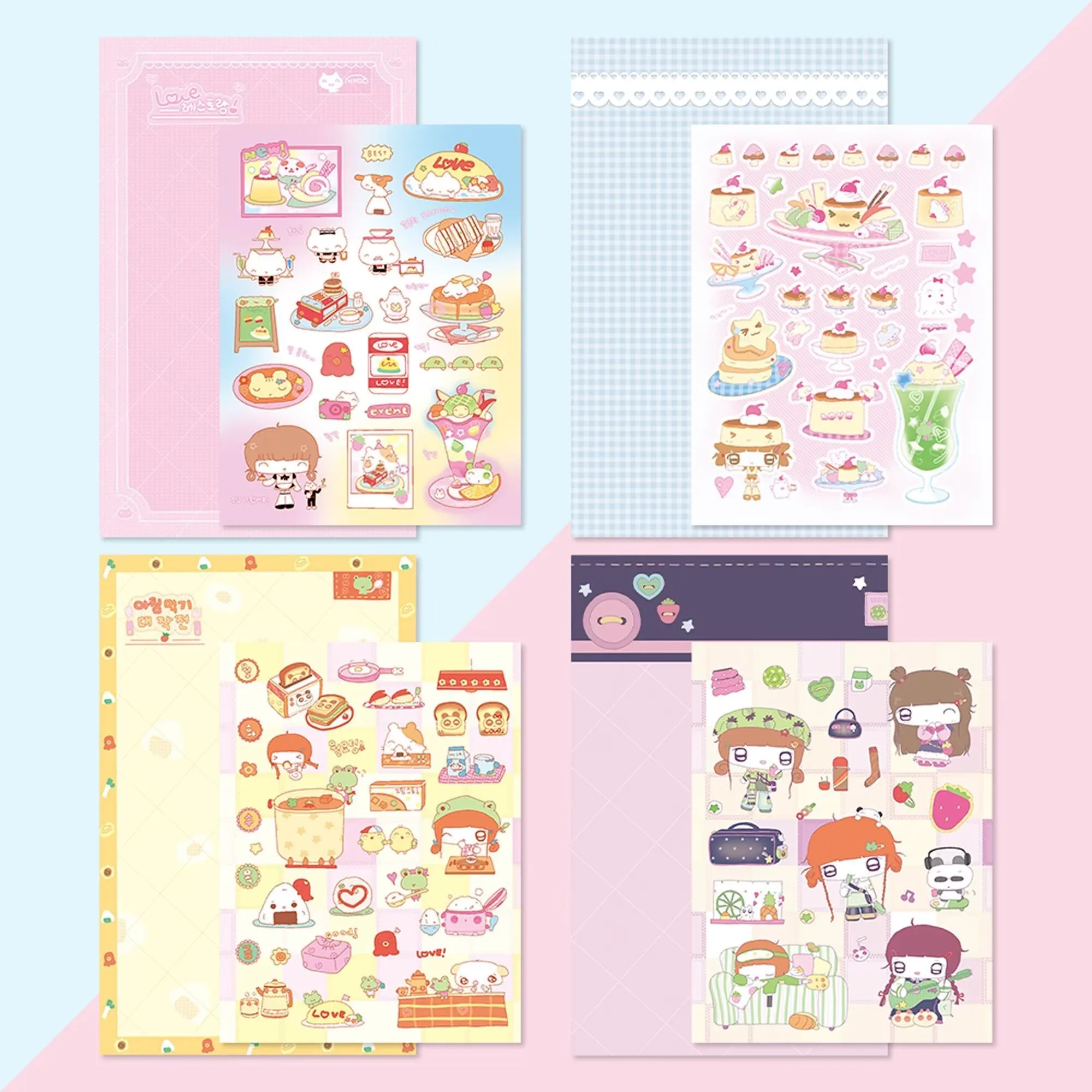 1/4Pcs Korean Pobe Sticker Series 4 Cute Cartoon Alternatives for Girls' Instagram Glue Stickers DIY Journaling Materials