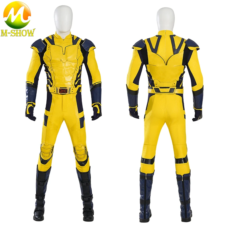 Wolverine Cosplay Costume James Howlett Jumpsuit Deluxe PU Leather Bodysuit Battle Suit Halloween Role Play Outfits With Prop