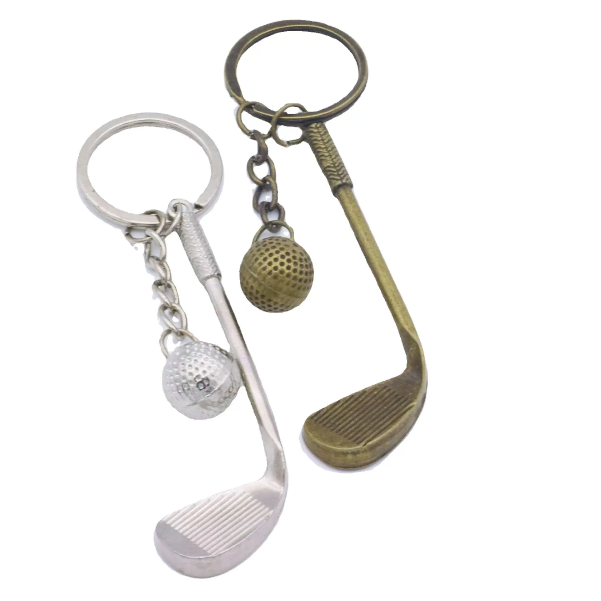 Metal Bronze Sliver Badminton Golf Keychain Car Key chain Jewelry Key ring Holder Ring Car Bag Pendant Charm Keyring Wholesale