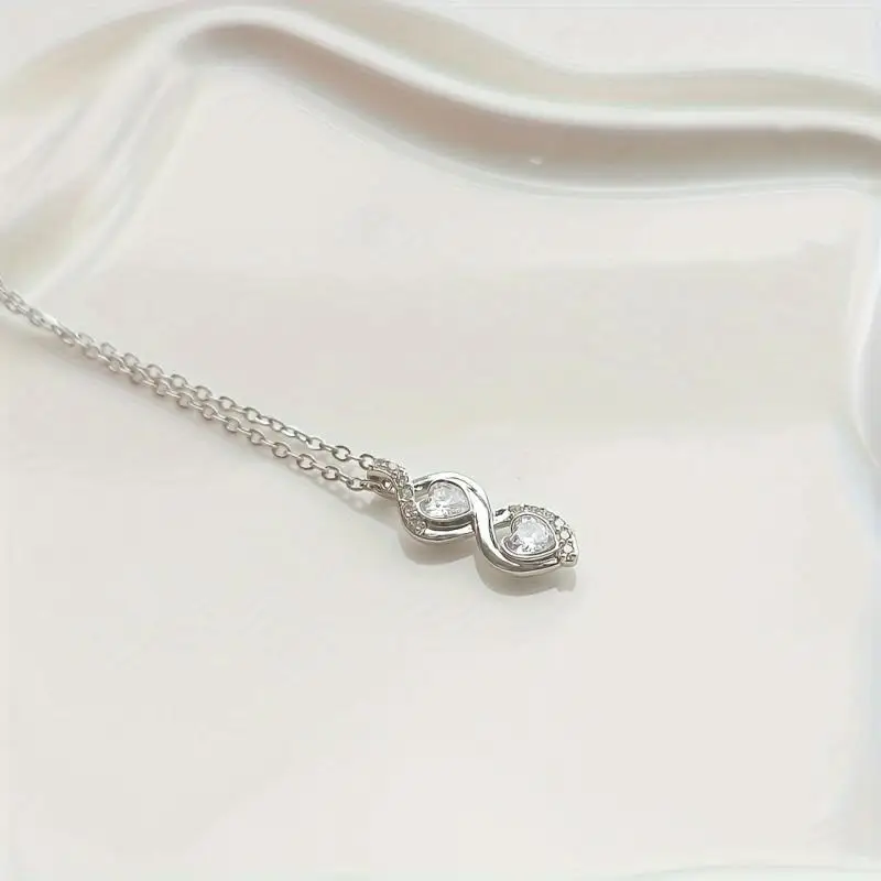 Infinity Love Heart Zirkoon Ketting-Elegant Verjaardagscadeau Voor Bonusdochter Met Zegenkaart En Geschenkdoos