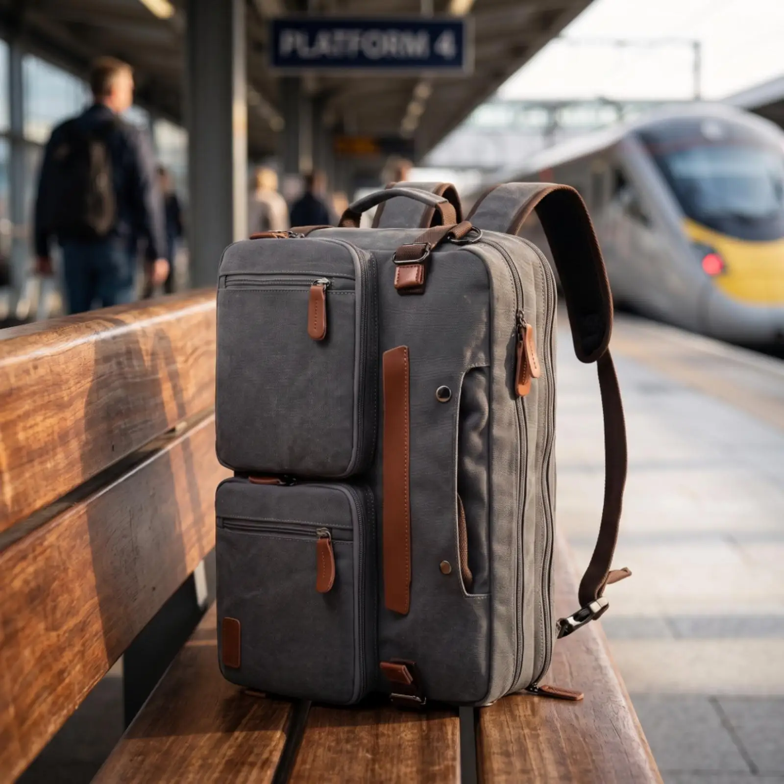 Men Laptop Carrier Convertible Briefcase Backpack with Vertical Side Pocket for Office and Travel Use view 6