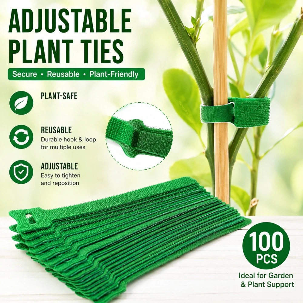 50/100pcs Adjustable Nylon Plant Ties Reusable Hook Loop Fastener Non Slip Garden Straps for Plant Fixing Climbing Support