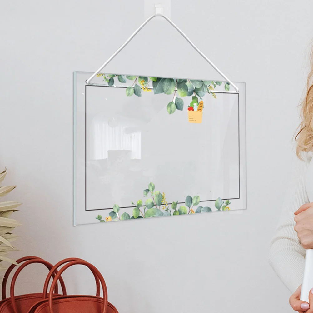 Office Fridge Blank Writing Pad Memo Board Boards Note Supplies with Lanyard Transparent Acrylic