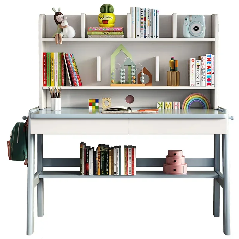2026 Luxury Modern Design Writing Desk Home Solid Wooden Children'S Study Table With Storage Shelf