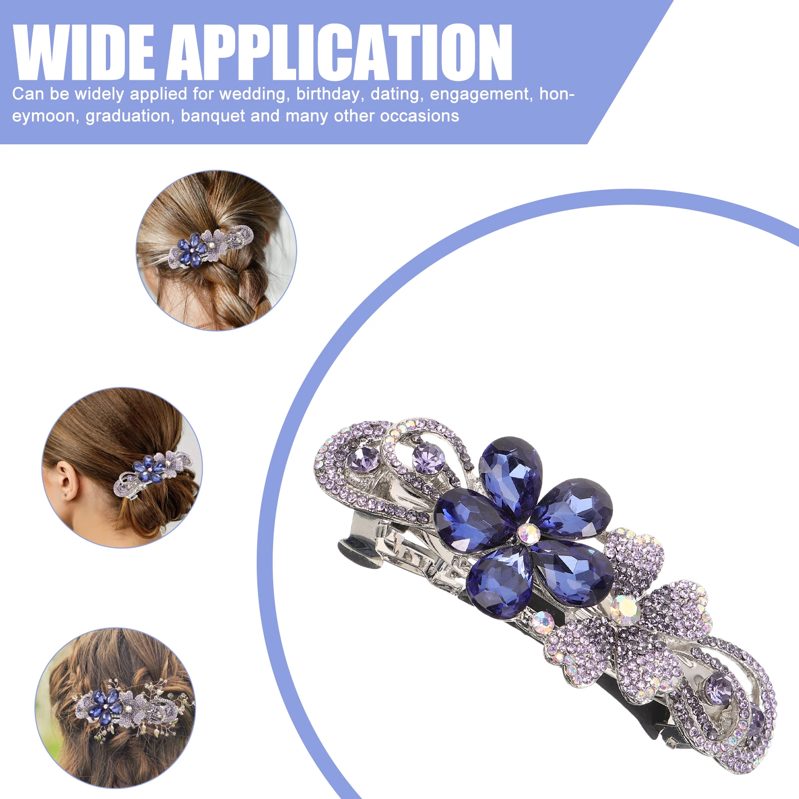 

Металлическая заколка для волос с цветком, заколка со стразами, весенние аксессуары для волос для женщин, элегантная прочная заколка для особых случаев