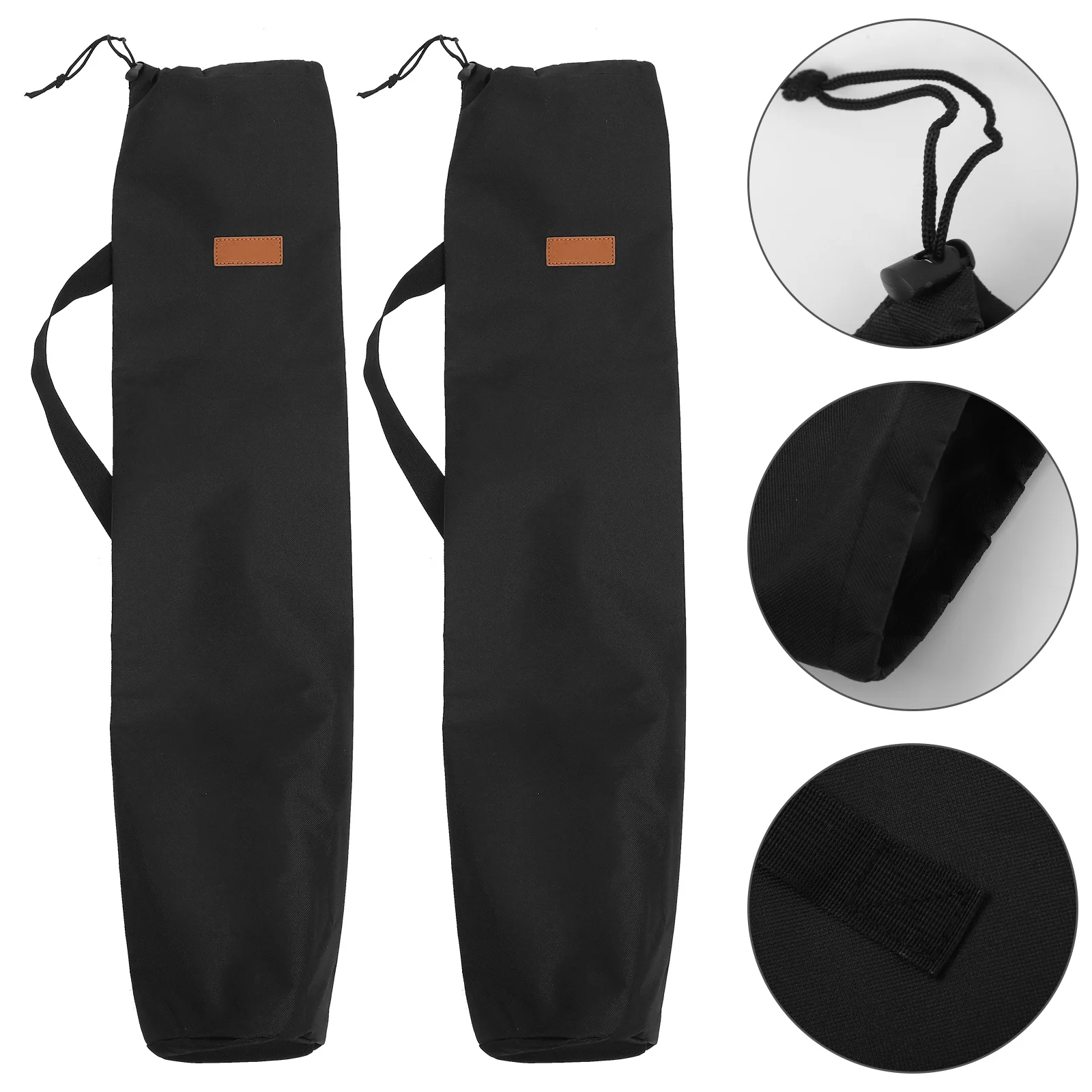 2 Pcs Foldable Outdoor Camping Tent Pole Storage Bag Fishing Portable Rod Black Travel Tote Bags