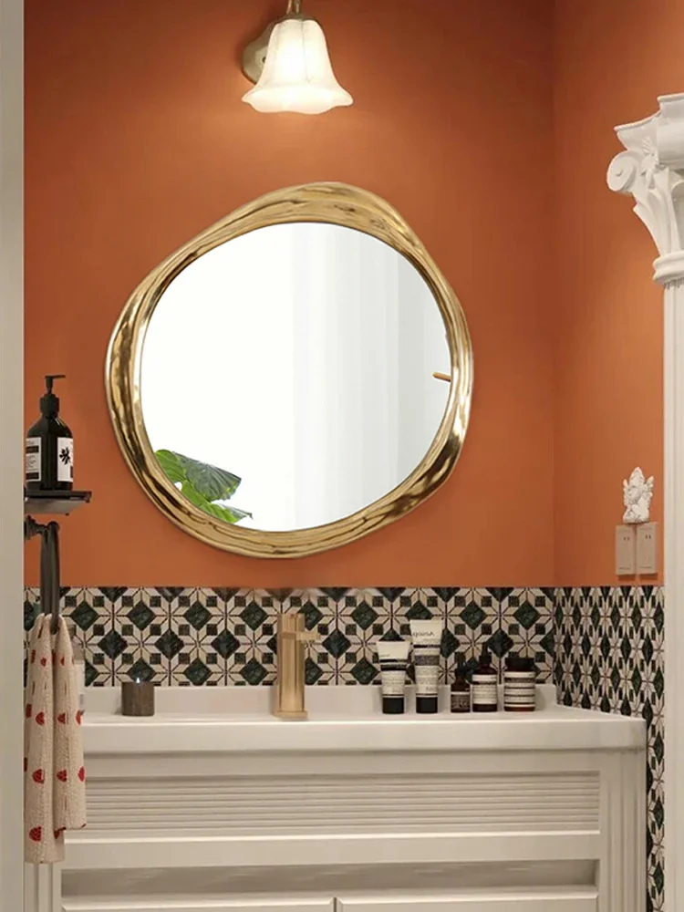 Makeup mirror, circular bathroom mirror, wall mounted decorative mirror, abnormal shape