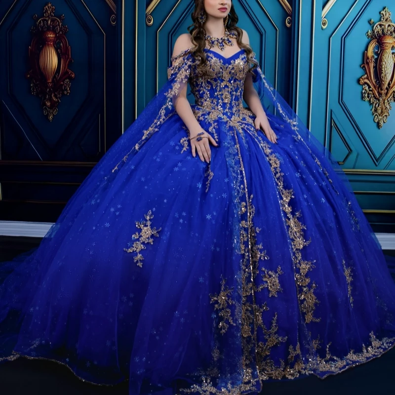 

Королевские синие платья Quinceanera с открытыми плечами, аппликация, кружево, бисер, кристалл, тюль, вечерние, день рождения, милое платье 16, Vestidos 15 De