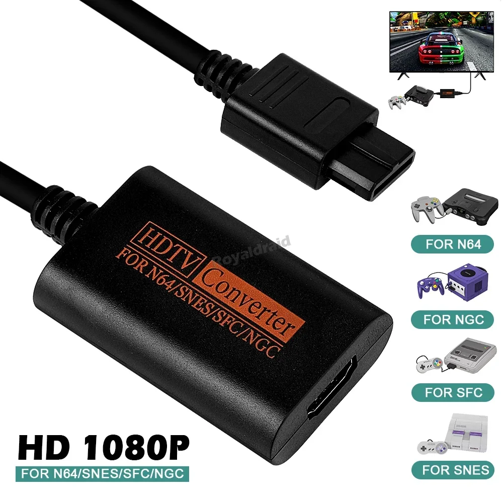 Adaptateur convertisseur N64 vers HDMI pour N64/Gamecube/SNES/GC, Plug & Play, numérique complet 1080P, sans alimentation externe