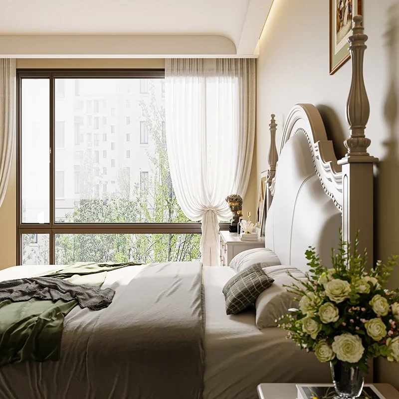 سرير مزدوج خشبي حديث، مسند ظهر فاخر، بسيط كبير للبالغين، غرفة نوم مزدوجة، إطار كوين مزدوج، أثاث منزلي Cama De Casal