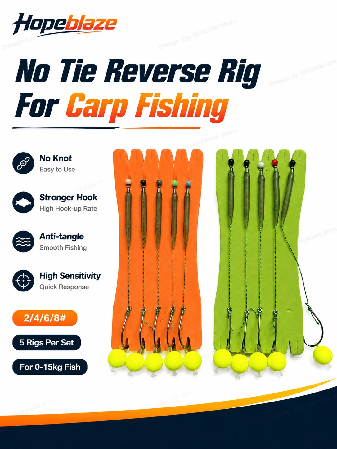 Hopeblaze Pre-tied Carp Rig Pop-up Boilie Hooklink, EVA Floating Bead Braided Line for Common Carp, Pike, Walleye, Burbot
