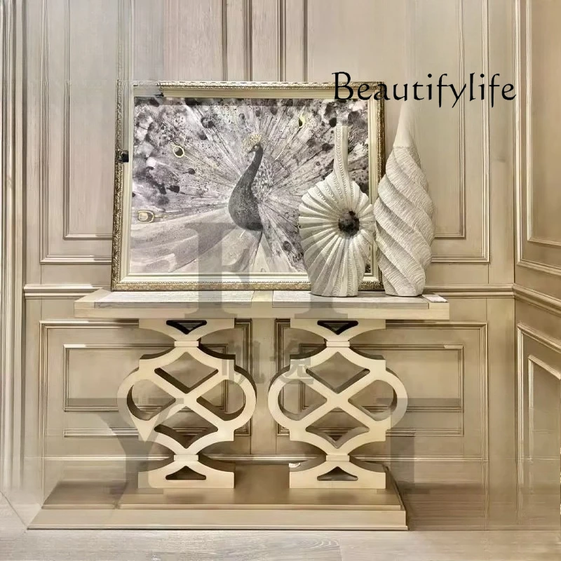 

American hollow entrance table, marble countertop decorative table, living room corridor end view table, high-end sense