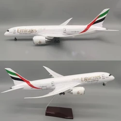 1:130 Scale 43cm 787 Boeing Jetliner Emirates Airline B787 Aircraft Model Die-Cast Resin Aircraft Model with LED Lights