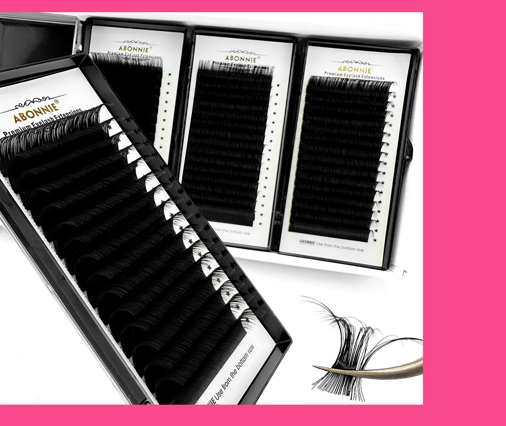ABONNIE 16 Reihen Samt-Klassik-Wimpernverlängerung 0,05-0,15mm C D 8-18mm Koreanische PBT Einzel-Seiden-Wimpernverlängerung – Detail 7