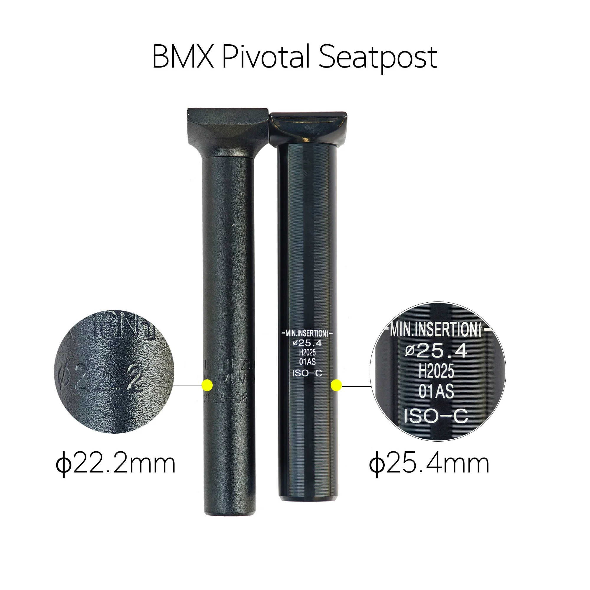 Tubo de sillín BMX de aleación de aluminio ligero para bicicleta Freestyle, diámetro de 22.2/25.4 mm, 150 mm, ángulo ajustable, para bicicleta BMX de calle.