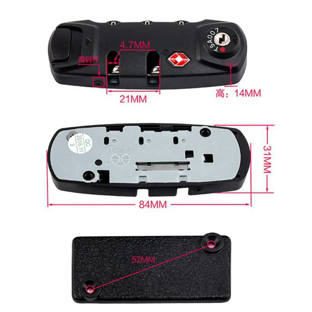 TSA 3 Digit Password Lock Steel Wire Security Lock Suitcase Luggage Coded Lock Cupboard Cabinet Locker Padlock Travel Bag Lock