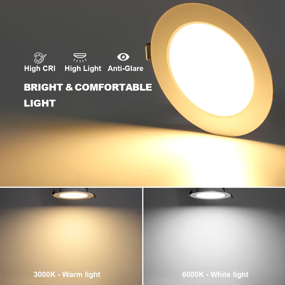 10Pack LED Downlight 220V Recessed Round Ceiling Dowm Light Bedroom Indoor Living Room For Home Decor Lighting LED Spot Lamp