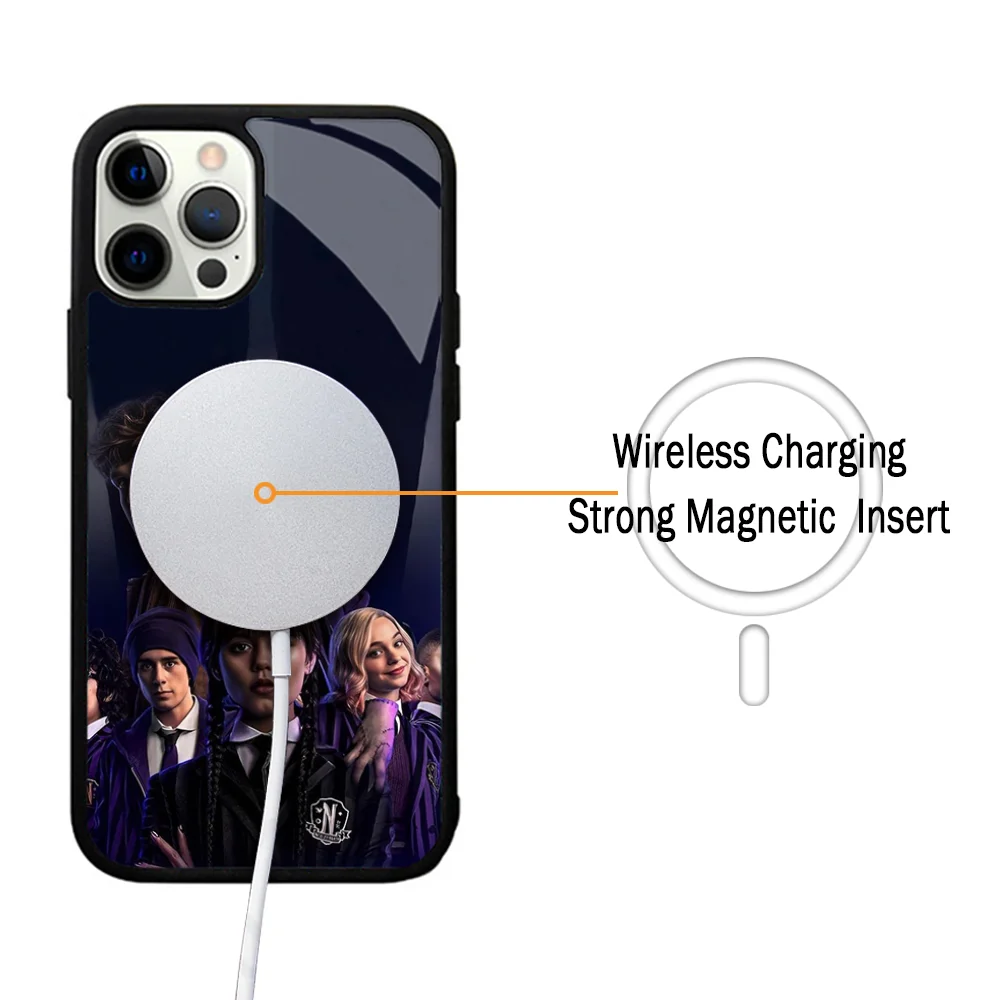 W-Wednesday-TV-A-Addams Phone Case For IPhone 11 12 13 14 15 Plus Pro Max Mirror Acrylic Cover For Magsafe