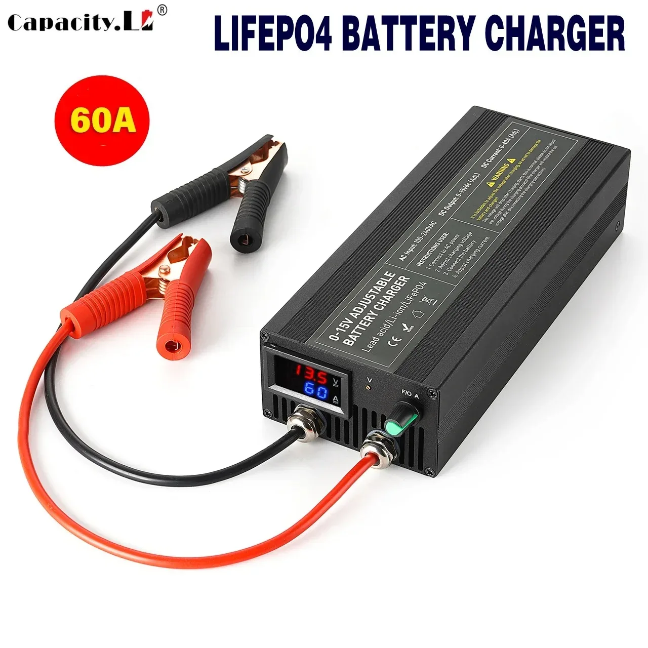 Lithium Battery Charger 14.6V 50A 100ah Solar Charger Current Voltage Adjustable for 12V 15V Lifepo4 Lithium Universal Chargers