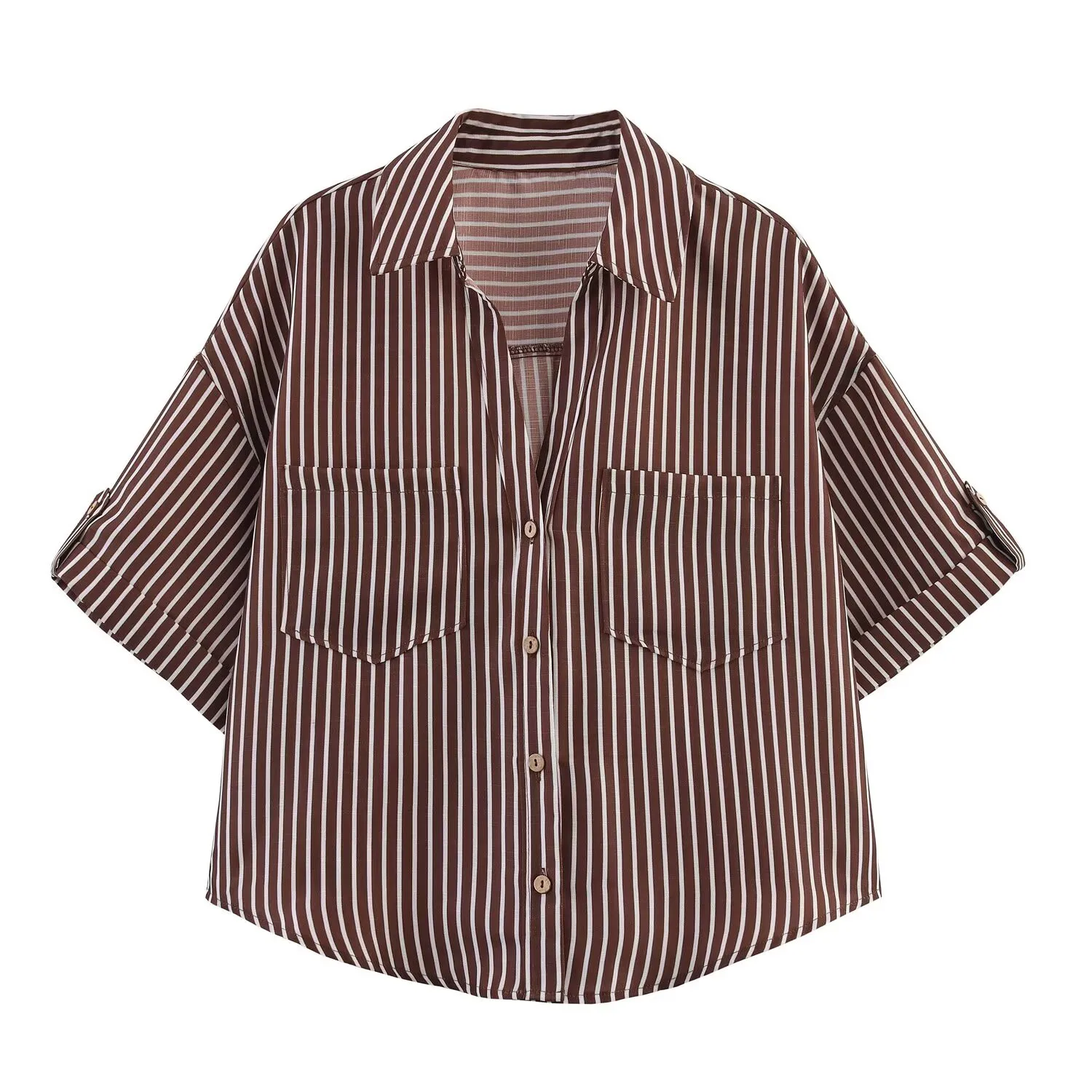 UNIZERA Damen-Freizeithemd aus Leinenmischung mit weitem Ärmel und Kragen, vielseitiges, minimalistisches Design, kurzes Sommer-Pendler-Top
