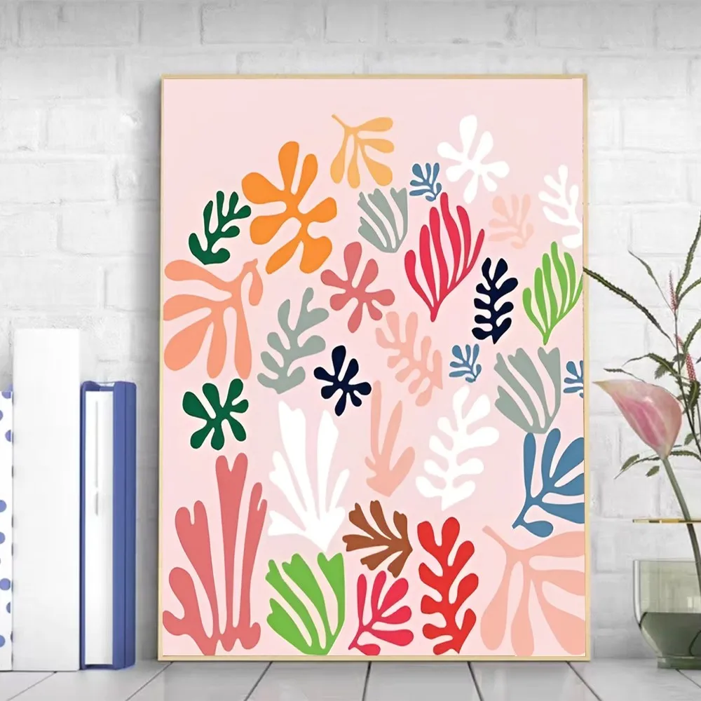 Henri Matisse Abstract Wall Art Flower Market Colour Poster Self-adhesive Art Poster Retro Sticker DIY Room Vintage Decorative