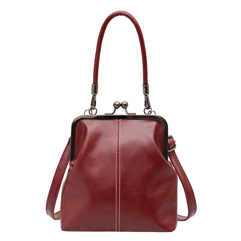 

Top Handle Handbags with Kiss Lock Closure PU Leather Crossbody Bags Women's Vintage Crossbody Bags for Daily Use Travel