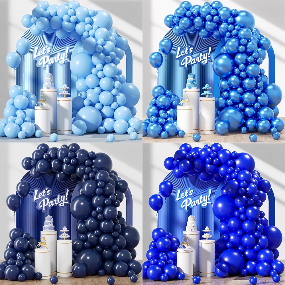 5/10/12inch Blue Balloons Dusty Haze Pastel Navy Royal Metal Blue Latex Balloons for Baby Shower Wedding Birthday Party Decor