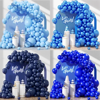 5/10/12inch Blue Balloons Dusty Haze Pastel Navy Royal Metal Blue Latex Balloons for Baby…