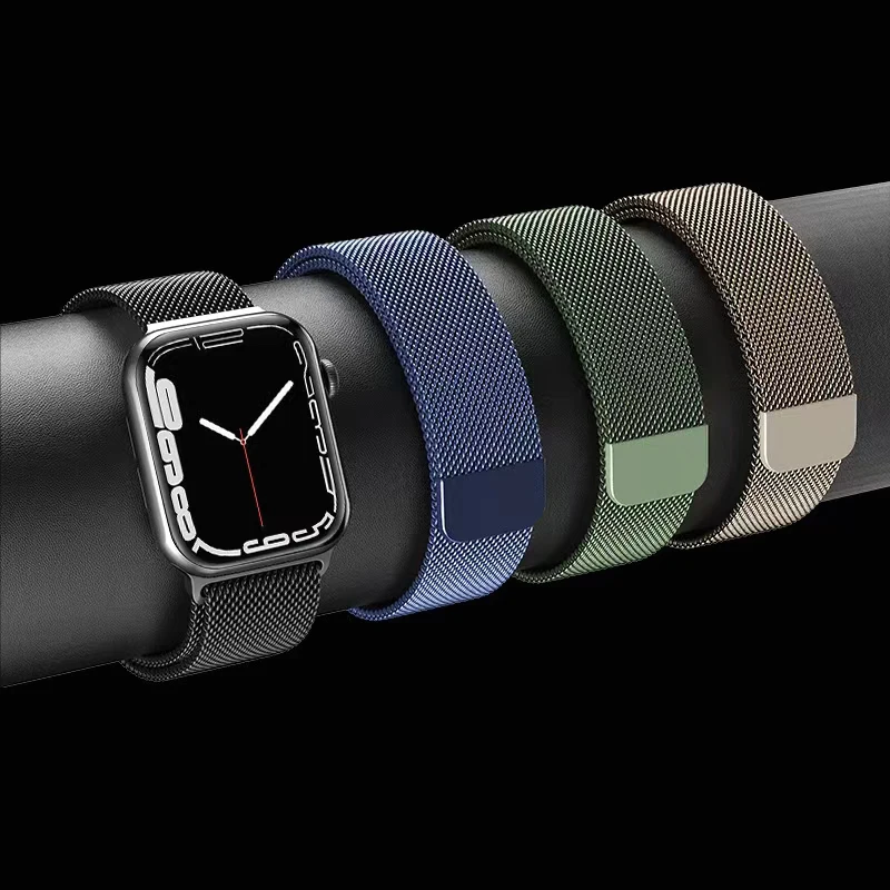 アップルウォッチ用ミラネーゼバックルストラップ,バンド44mm, 40mm, 45mm, 49mm, 41mm, 42mm, 38mm,iwatchシリーズ3, 4, 5 6、se、7、8、9、ultra2