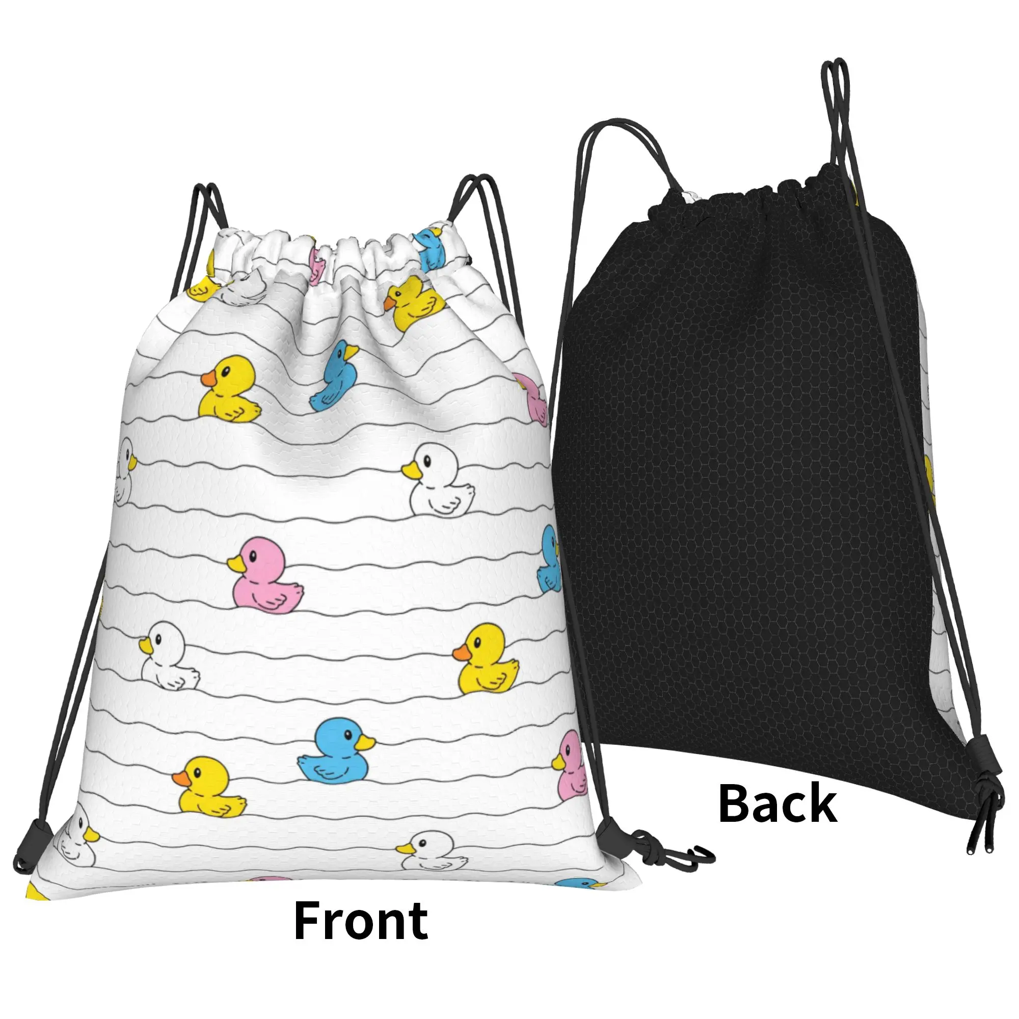 Cute Duck Cartoon Bag Drawstring Backpack Sports Gym Sackpack Water Resistant  String Bags for Running 36cm (W) x 43cm (H)