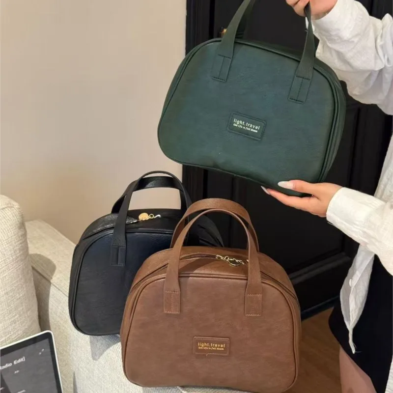 

JIAERDI винтажная женская сумка из вощеной кожи большой емкости, модная портативная сумка премиум-класса, женские дорожные сумки для хранения косметики 2025