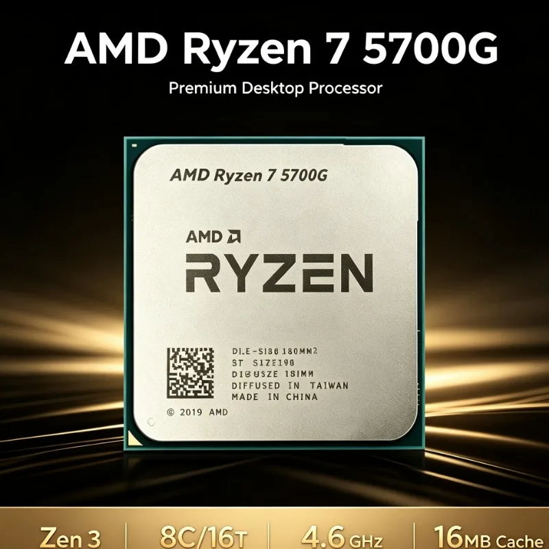 Socket AM4 Ryzen 7 5700G APU R7 5700G Built-In Vega Graphics 8C16T 4.6GHz 16MB L3 Cache Desktop Processor