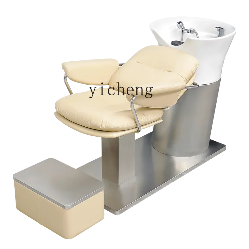 

ZWS. Internet celebrity barber shop ceramic deep basin flush bed semi-reclining shampoo hair bed