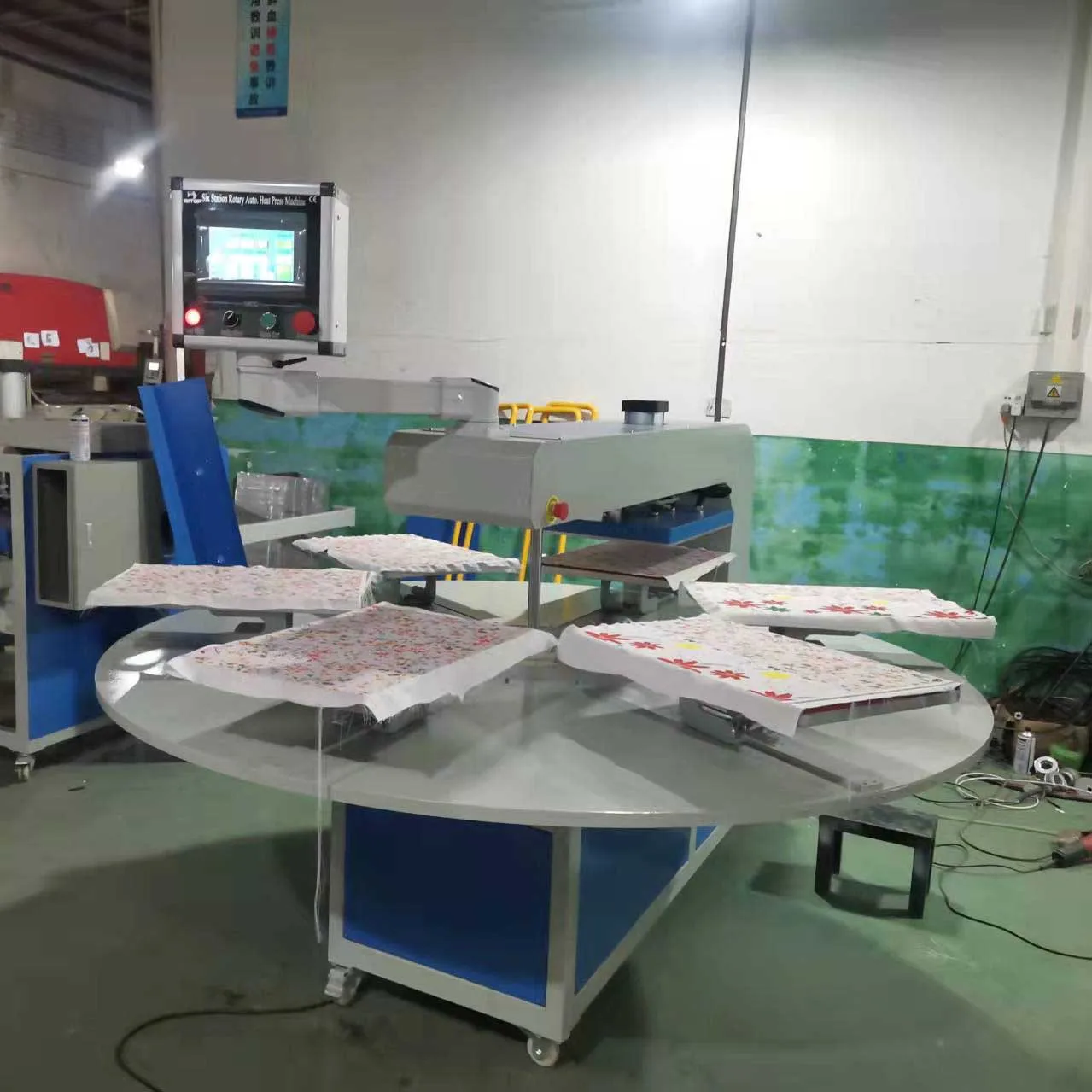 Automatic 4-6worktable Rotary Pneumatic Heat Press Transfer Printing Machine 40x60 60x80 for Industrial Garment t Shirt Fabric