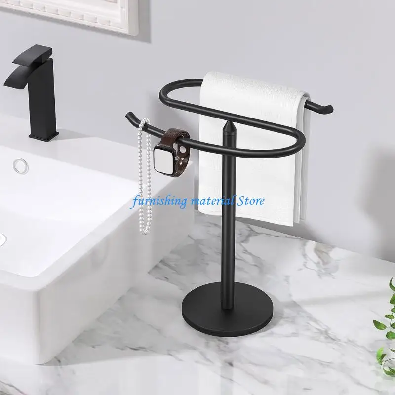 Y5GD Portable Countertop Towel Rack Elegant Watch Stand Stainless Steels Towel Stand Organizers Hand Towel Holder Enduring