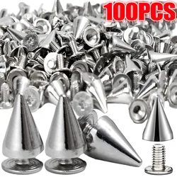 10/100Pcs Cone Spikes Metal Tree Spikes Screwback Studs Cool Punk Garment Rivets for DIY Leather Craft Clothes Shoes Bag Decor