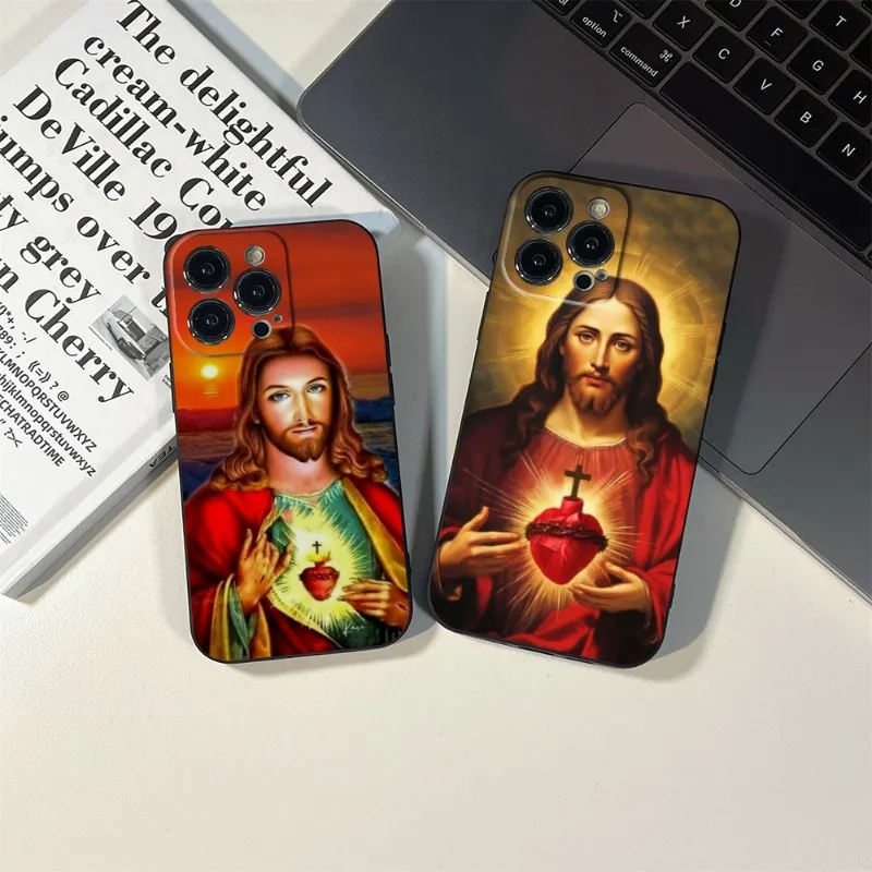 For IPhone Divine Mercy Jesus Cross Phone Case FOR IPhone 15 14 11 12 Pro 8 7 Plus X 13 Pro MAX XR XS MINI SE 2020 Black Covers